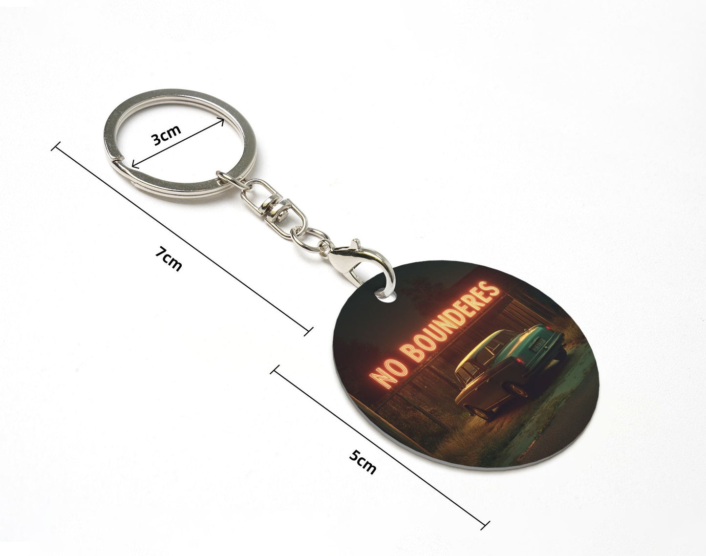 Vintage Neon - Style Round Metal Keychain (Approx. 7cm×5cm×3cm )