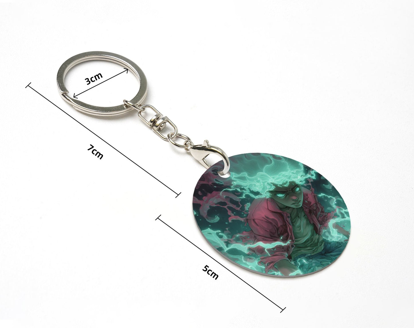 Trendy Anime - Patterned Round Metal Keychain (Approx. 7cm×5cm×3cm in Size )