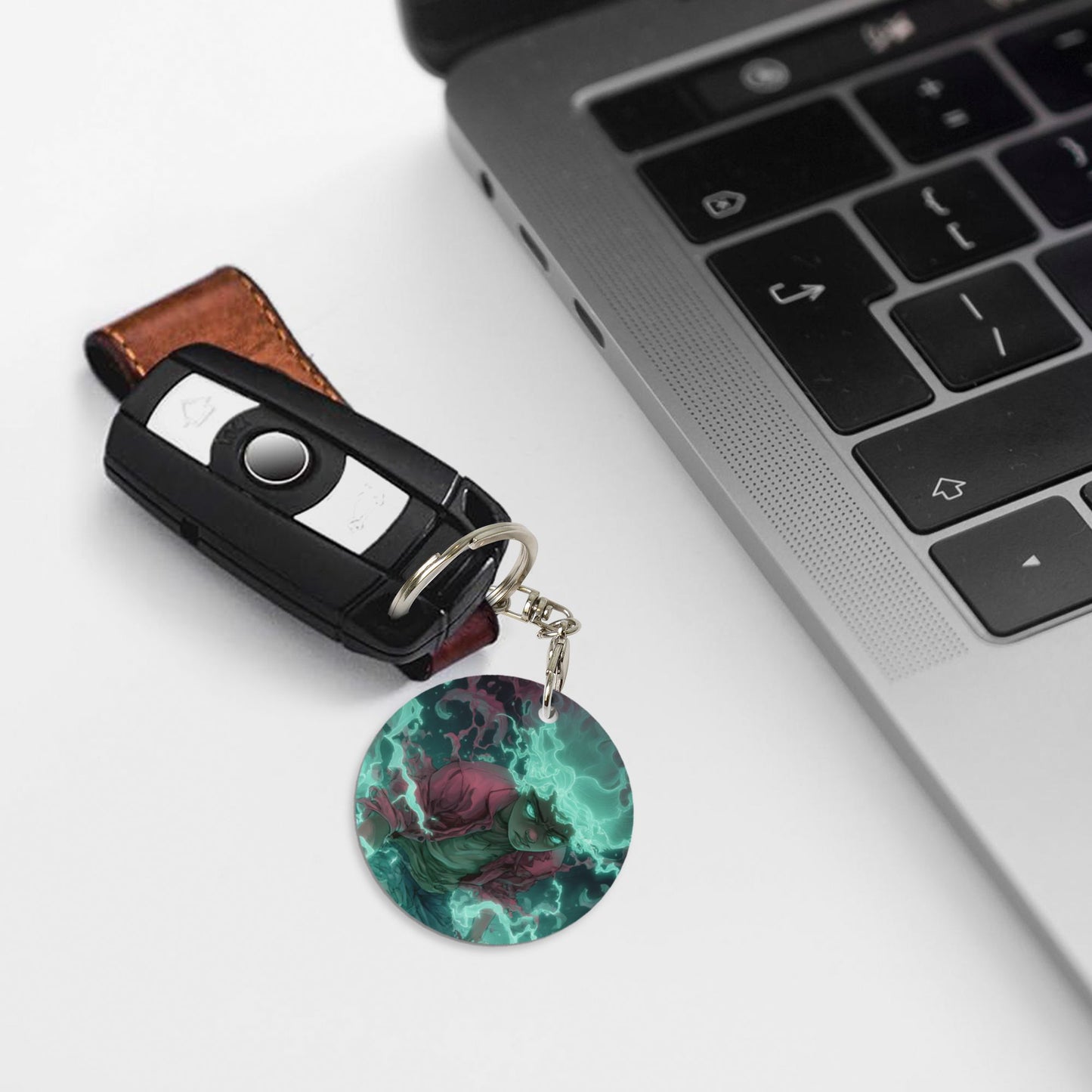 Trendy Anime - Patterned Round Metal Keychain (Approx. 7cm×5cm×3cm in Size )