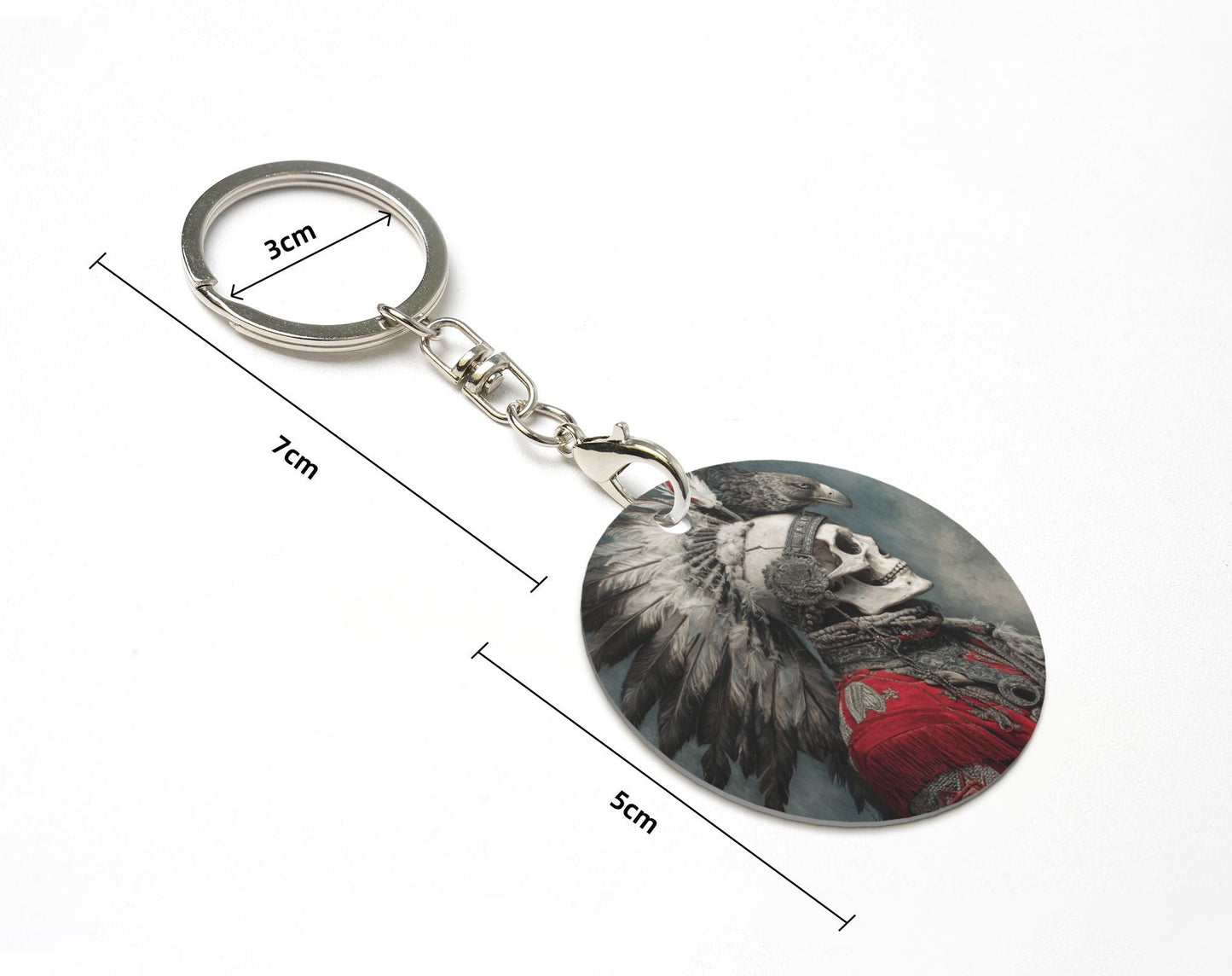 Vintage Indian - Style Round Metal Keychain (Approx. 7cm×5cm×3cm in Size )