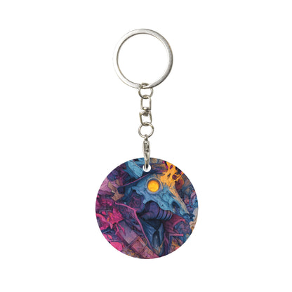 Colorful Art - Style Round Metal Keychain (Approx. 7cm×5cm×3cm in Size )