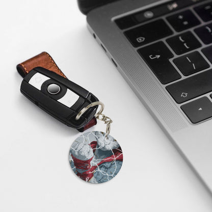 Trendy Lightning Cat Round Metal Keychain (Approx. 7cm×5cm×3cm in Size )