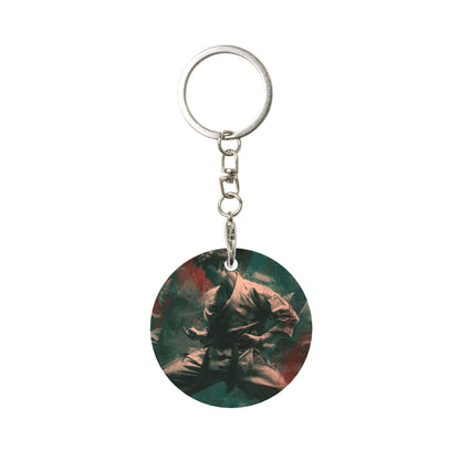 Martial Arts - Style Round Metal Keychain (Approx. 7cm×5cm×3cm in Size )