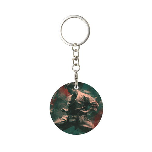Martial Arts - Style Round Metal Keychain (Approx. 7cm×5cm×3cm in Size )