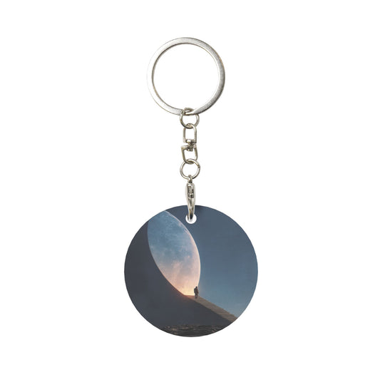 Dreamy Moon Scene Round Metal Keychain (Approx. 7cm×5cm×3cm )