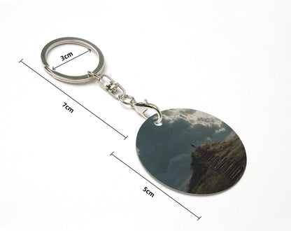 Atmospheric Landscape Round Metal Keychain (Approx. 7cm×5cm×3cm )