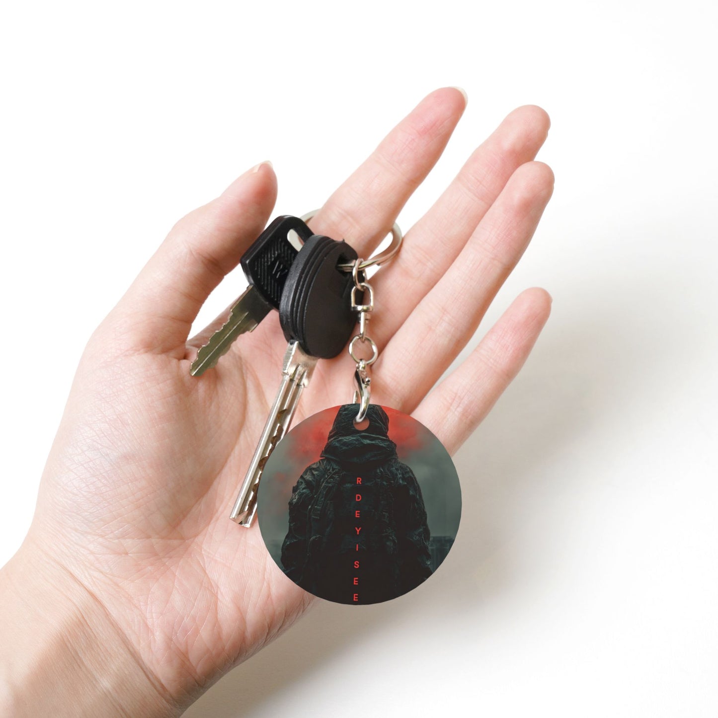 Dark - Style Trendy Silhouette Round Metal Keychain (Approx. 7cm×5cm×3cm )