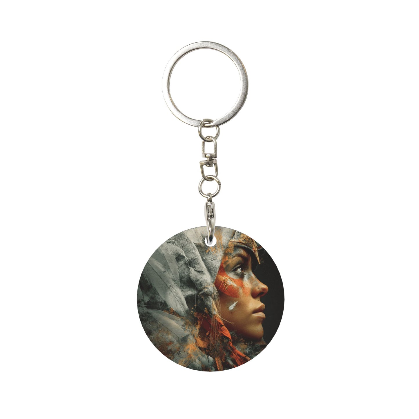 Artistic Portrait Round Metal Keychain (Approx. 7cm×5cm×3cm )