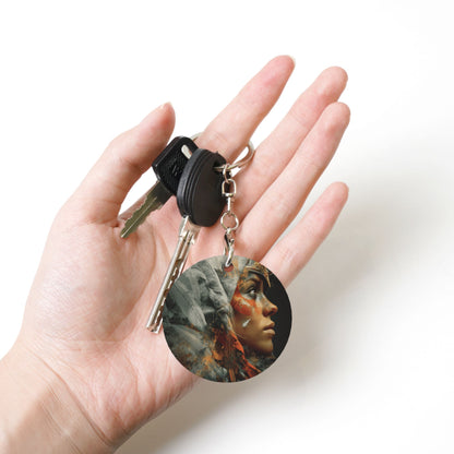 Artistic Portrait Round Metal Keychain (Approx. 7cm×5cm×3cm )