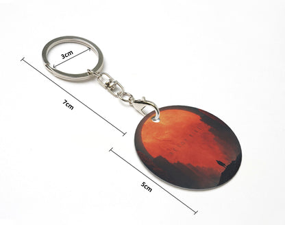 Doomsday Sci - Fi Style Round Metal Keychain (Approx. 7cm×5cm×3cm )