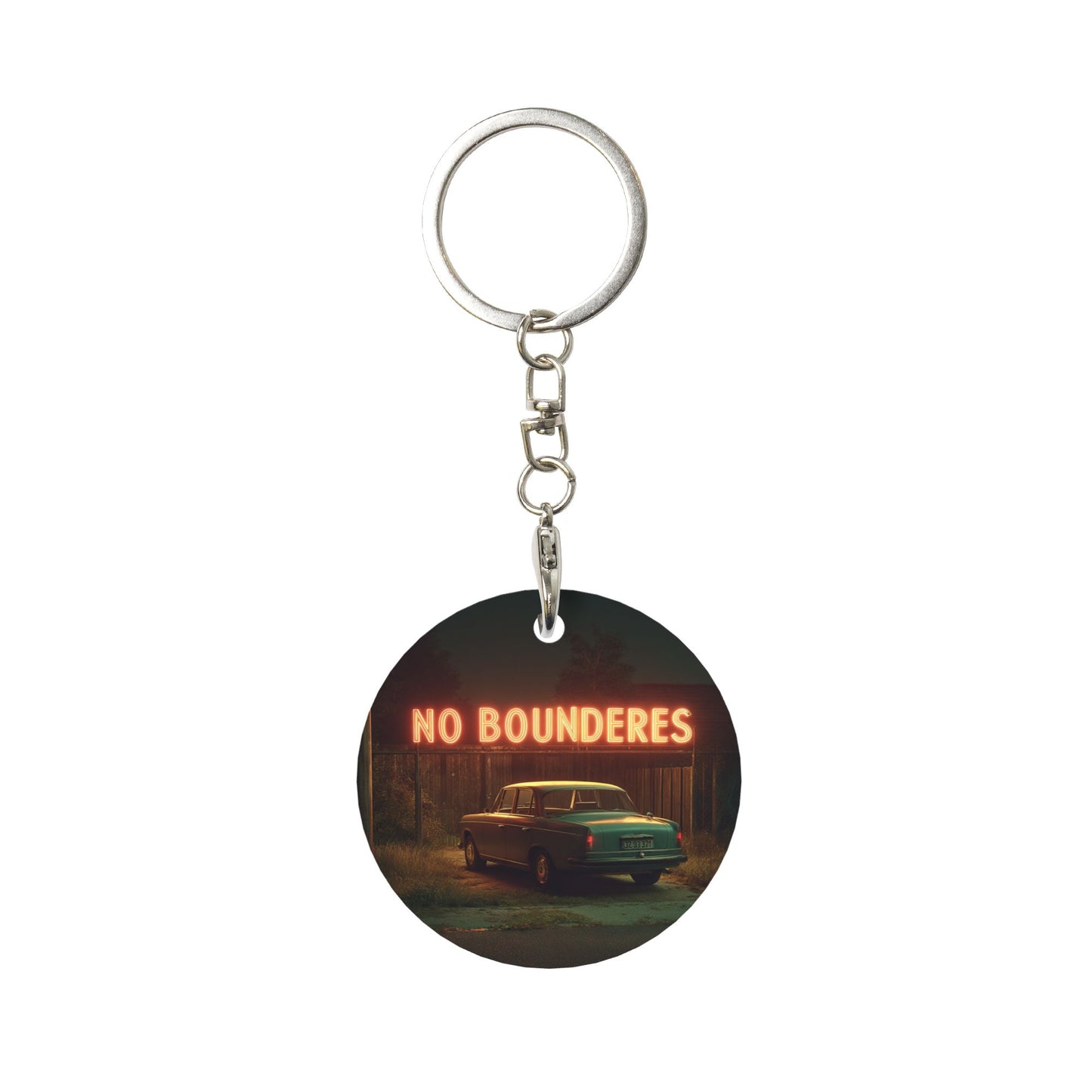 Vintage Neon - Style Round Metal Keychain (Approx. 7cm×5cm×3cm )