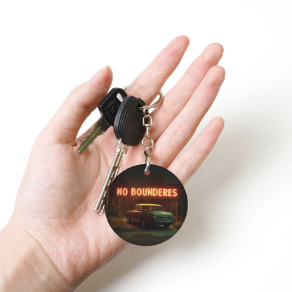 Vintage Neon - Style Round Metal Keychain (Approx. 7cm×5cm×3cm )