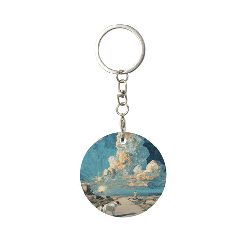 Artistic Landscape Round Metal Keychain (Approx. 7cm×5cm×3cm )